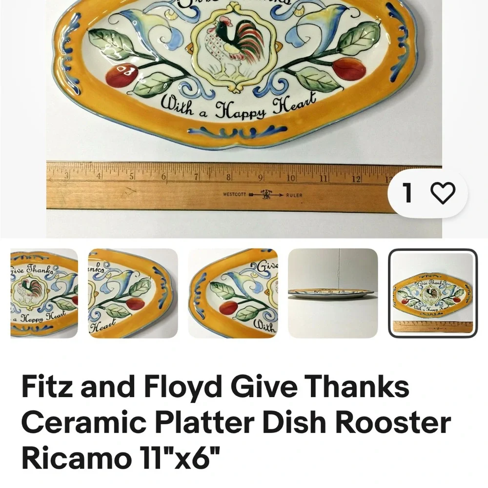 Fitz and Floyd Yellow and Blue Decorative Wall Plaque